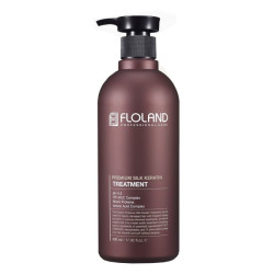 Восстанавливающая маска-бальзам для волос с кератином FLOLAND Premium Silk Keratin - 530ml